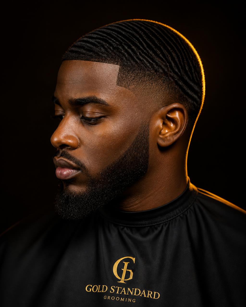 Black man with sharp taper fade and 360 waves